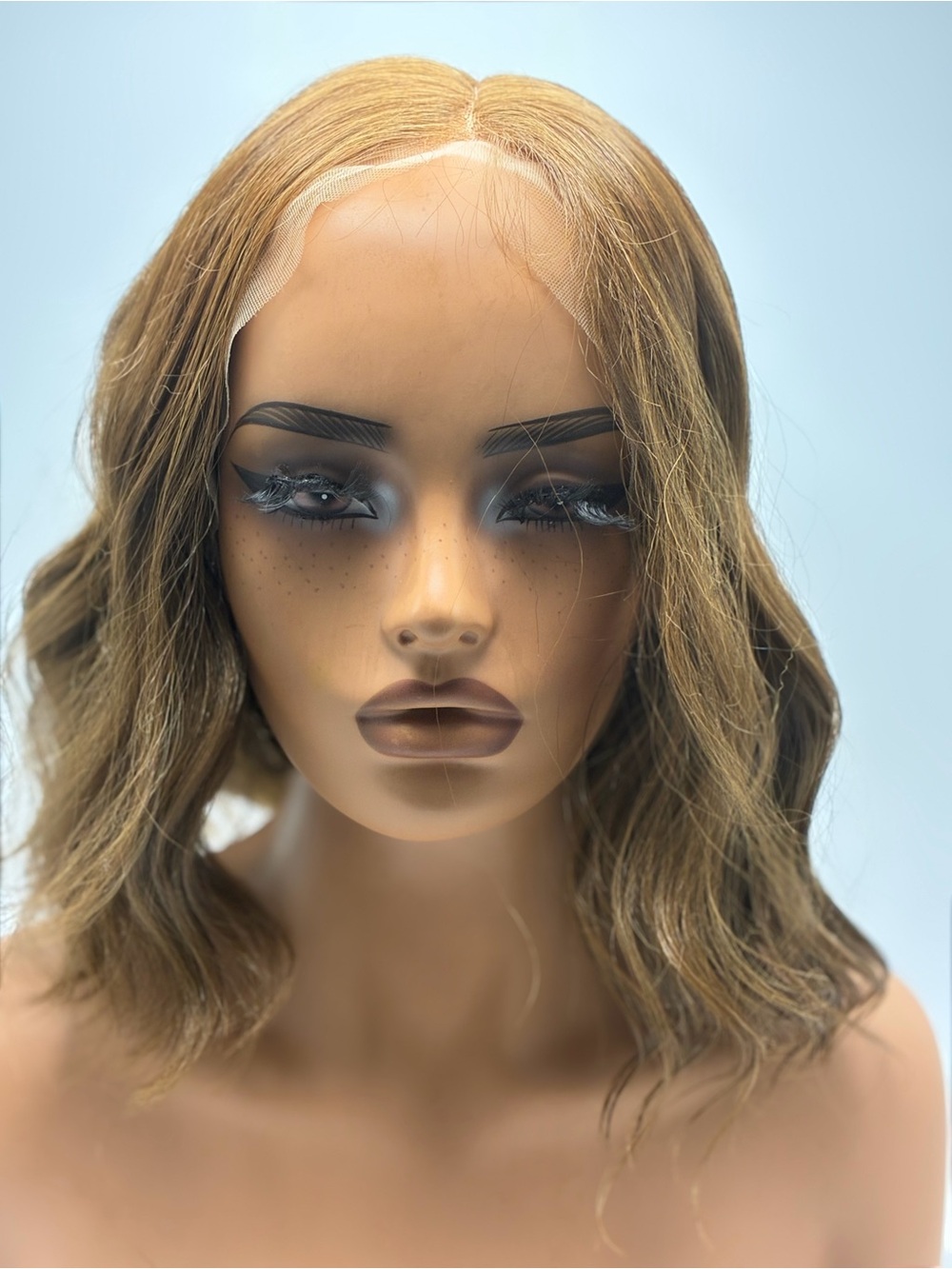 Women's mocha brown Lace Front Bob Wig - Soft Natural Waves